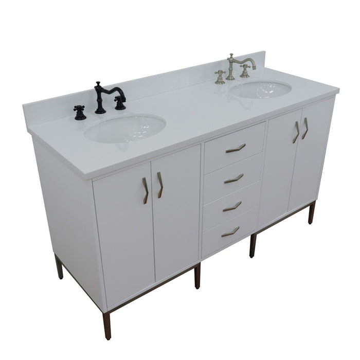 Tivoli 61" White Double Bathroom Vanity Set (408001-61D-WH)