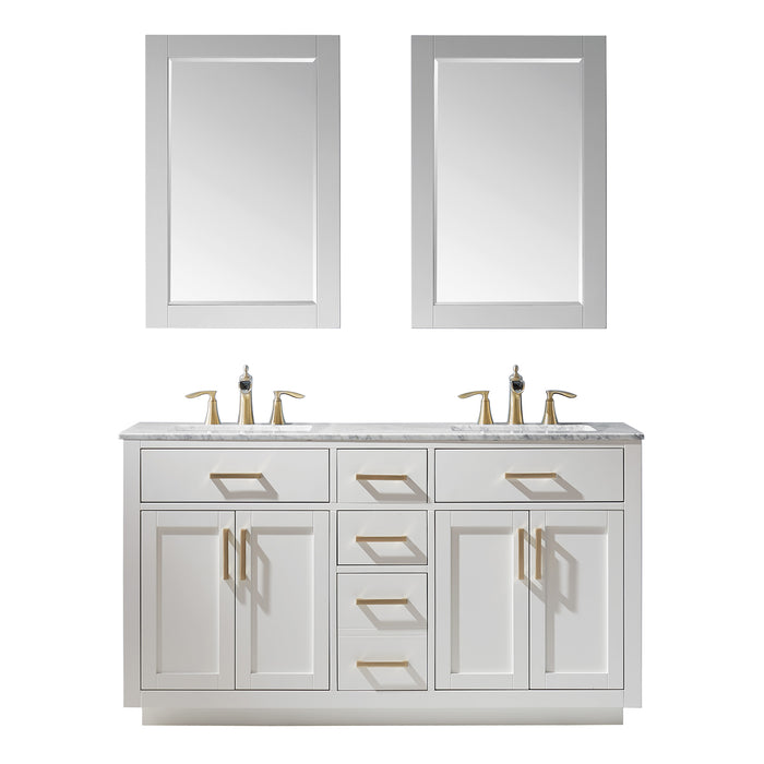 Ivy 60" White Double Bathroom Vanity Set (531060-WH-CA)