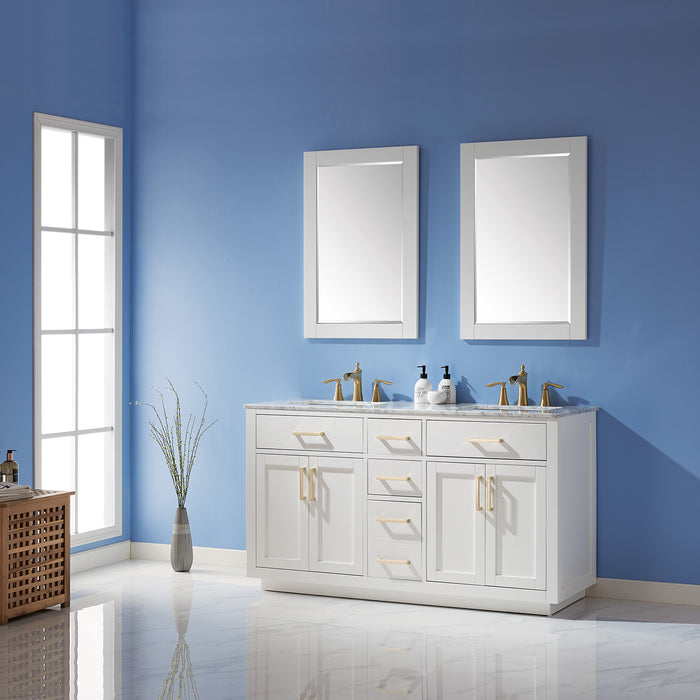 Ivy 60" White Double Bathroom Vanity Set (531060-WH-CA)