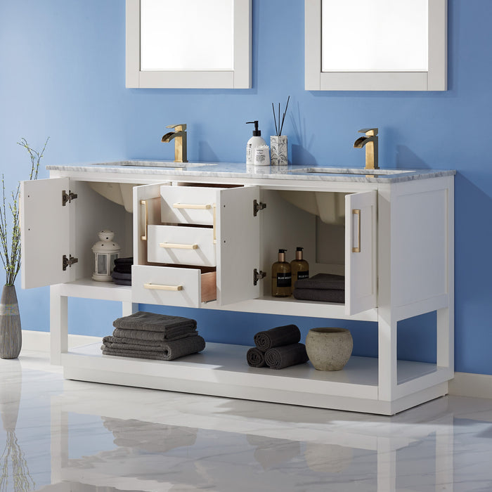 Remi 60" White Double Bathroom Vanity Set (532060-WH-CA)