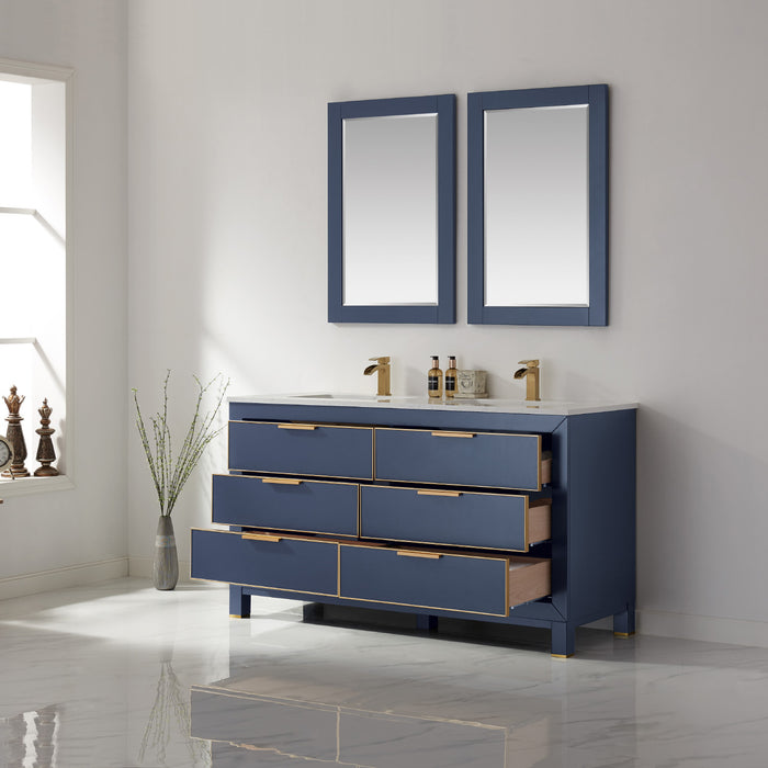 Jackson 60" Royal Blue Double Bathroom Vanity Set (533060-RB-AW)