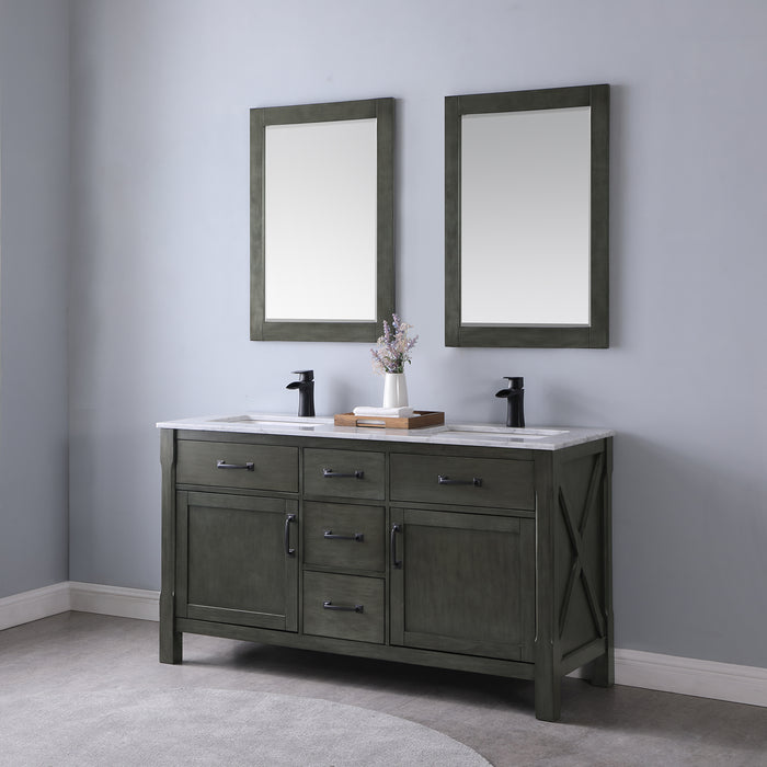 Maribella 60" Rust Black Double Bathroom Vanity Set (535060-RL-CA)