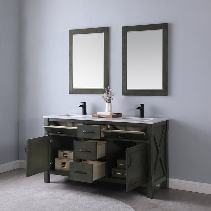 Maribella 60" Rust Black Double Bathroom Vanity Set (535060-RL-CA)