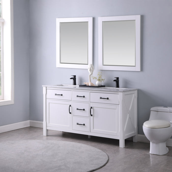 Maribella 60" White Double Bathroom Vanity Set (535060-WH-CA)