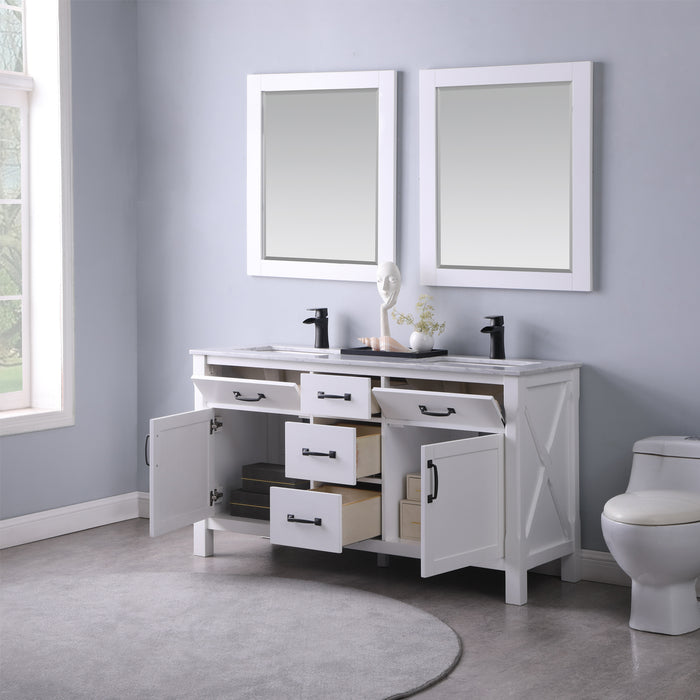 Maribella 60" White Double Bathroom Vanity Set (535060-WH-CA)