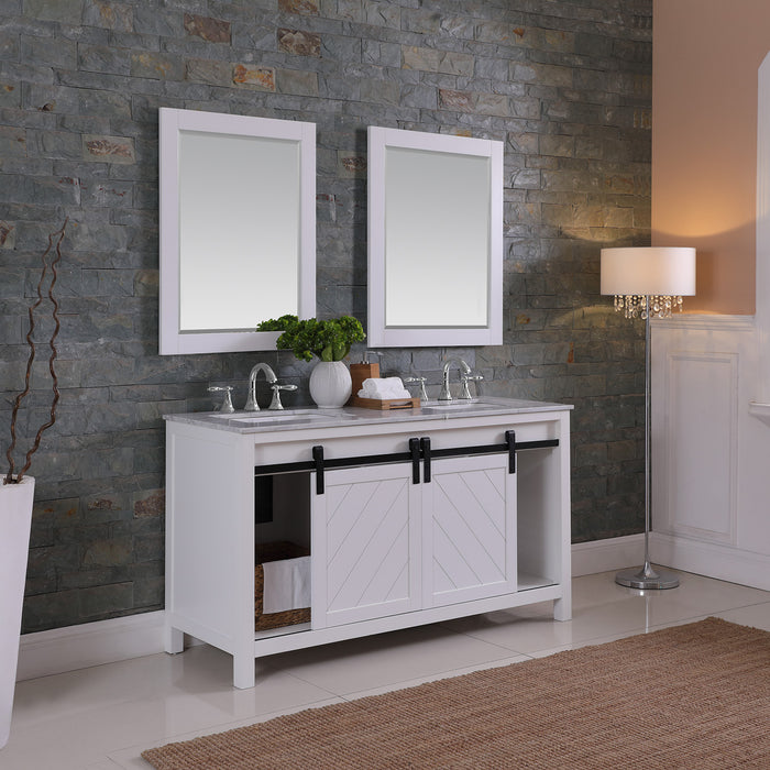 Kinsley 60" White Double Bathroom Vanity Set (536060-WH-CA)