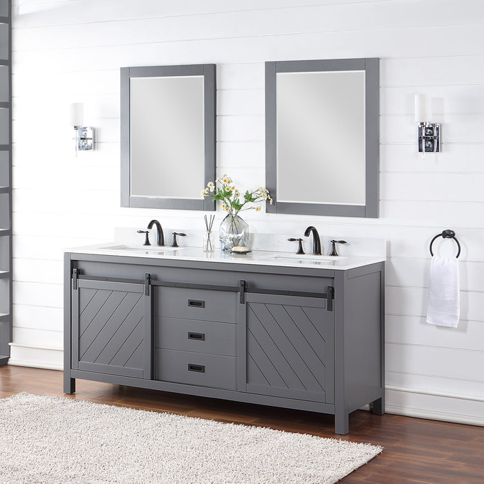 Kinsley 72" Gray Double Bathroom Vanity Set (536072-GR-AW)