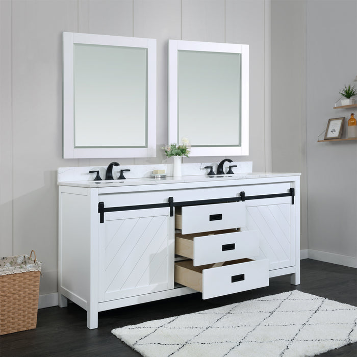 Kinsley 72" White Double Bathroom Vanity Set (536072-WH-AW)