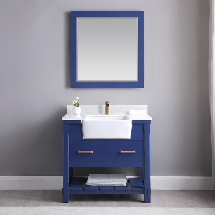 Georgia 36" Jewelry Blue Single Bathroom Vanity Set (537036-JB-AW)