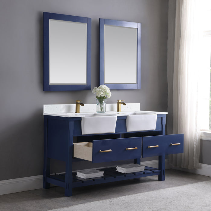 Georgia 60" Jewelry Blue Double Bathroom Vanity Set (537060-JB-AW)