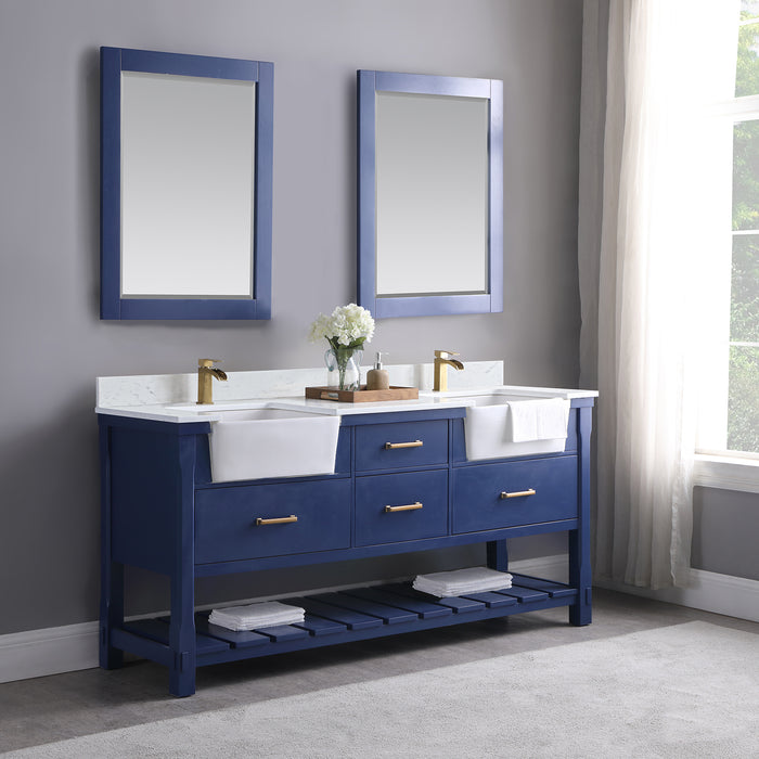 Georgia 72" Jewelry Blue Double Bathroom Vanity Set (537072-JB-AW)