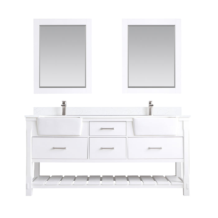 Georgia 72" White Double Bathroom Vanity Set (537072-WH-AW)