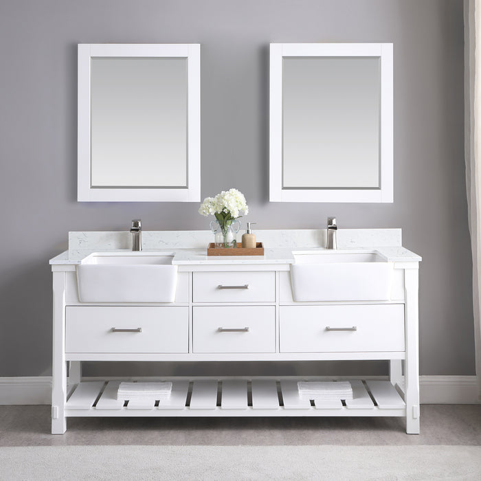 Georgia 72" White Double Bathroom Vanity Set (537072-WH-AW)