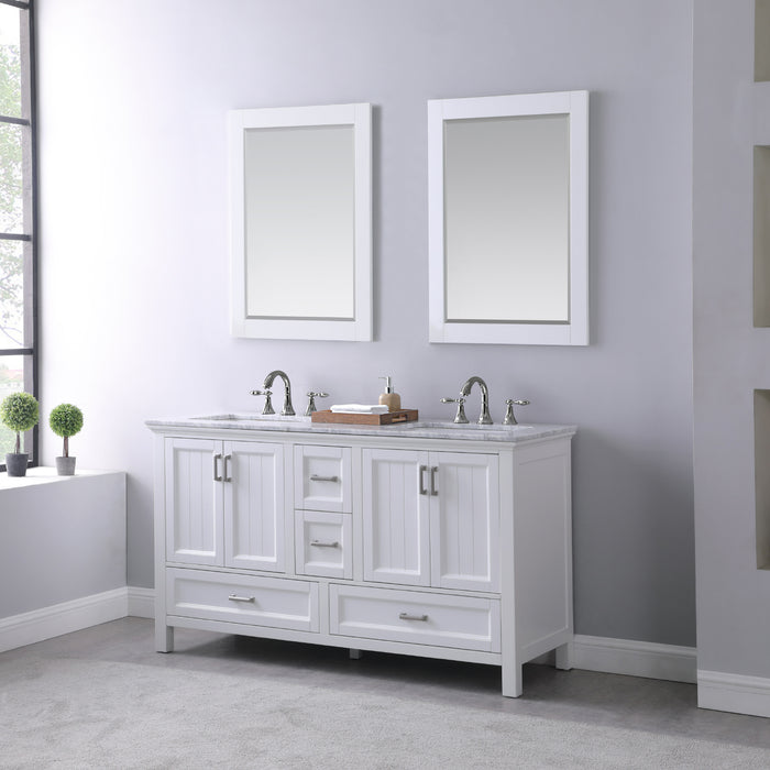Isla 60" White Double Bathroom Vanity Set (538060-WH-CA)