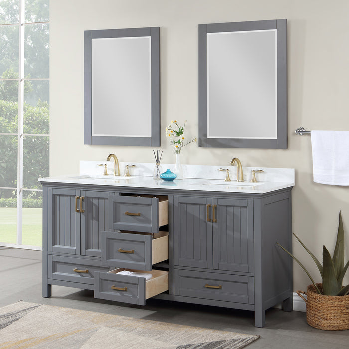 Isla 72" Gray Double Bathroom Vanity Set (538072-GR-AW)