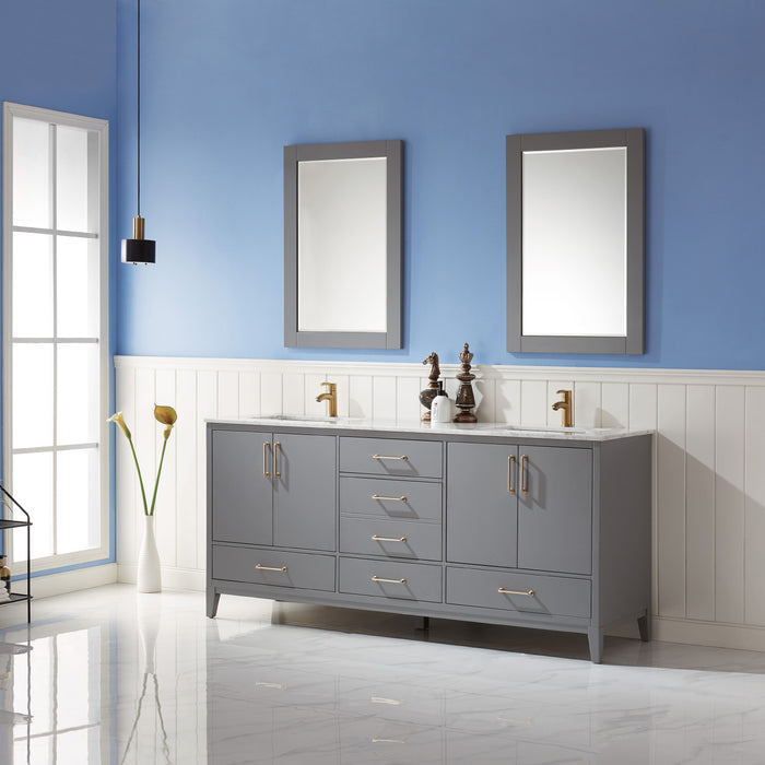 Sutton 72" Gray Double Bathroom Vanity Set (541072-GR-CA)