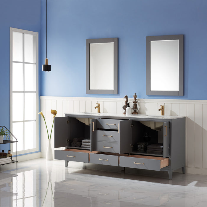 Sutton 72" Gray Double Bathroom Vanity Set (541072-GR-CA)
