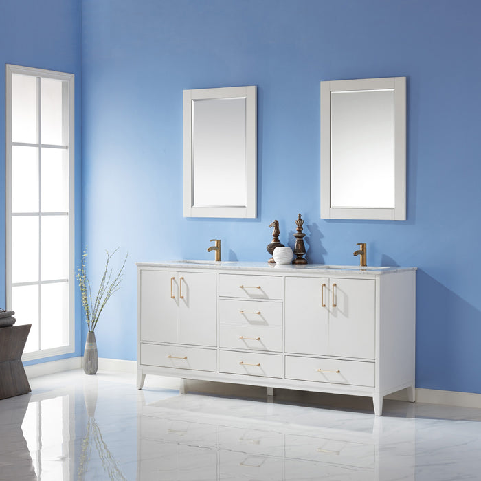 Sutton 72" White Double Bathroom Vanity Set (541072-WH-CA)