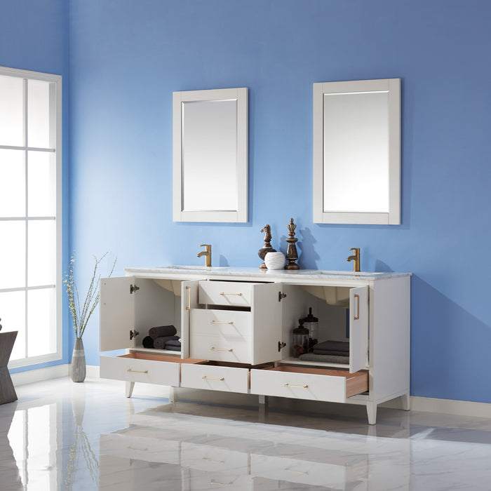 Sutton 72" White Double Bathroom Vanity Set (541072-WH-CA)