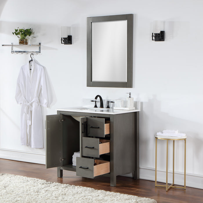 Hadiya 36" Gray Pine Single Bathroom Vanity Set (542036-GP-AW)