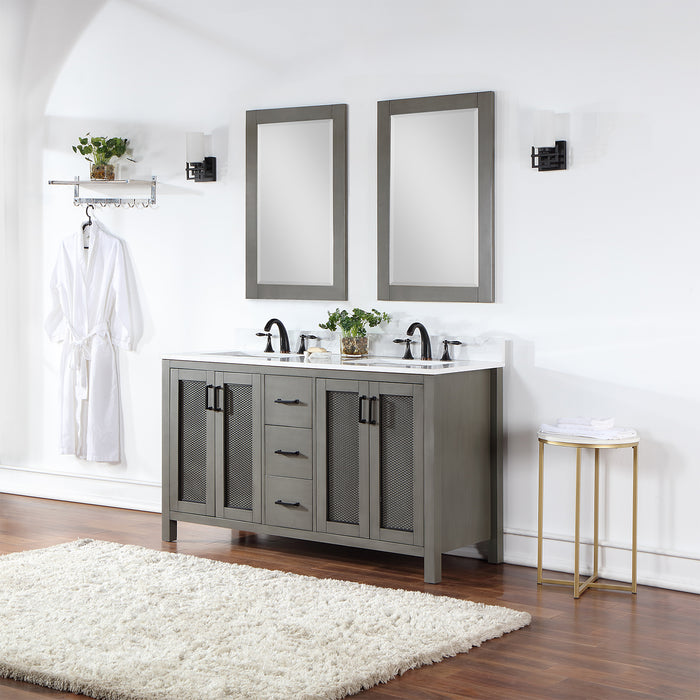Hadiya 60" Gray Pine Double Bathroom Vanity Set (542060-GP-AW)
