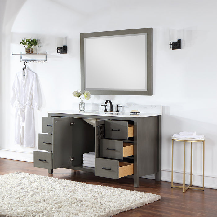 Hadiya 60" Gray Pine Single Bathroom Vanity Set (542060S-GP-AW)