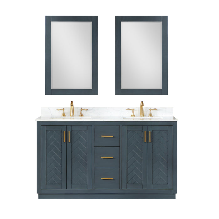Gazsi 60" Classic Blue Double Bathroom Vanity Set (543060-CB-GW)