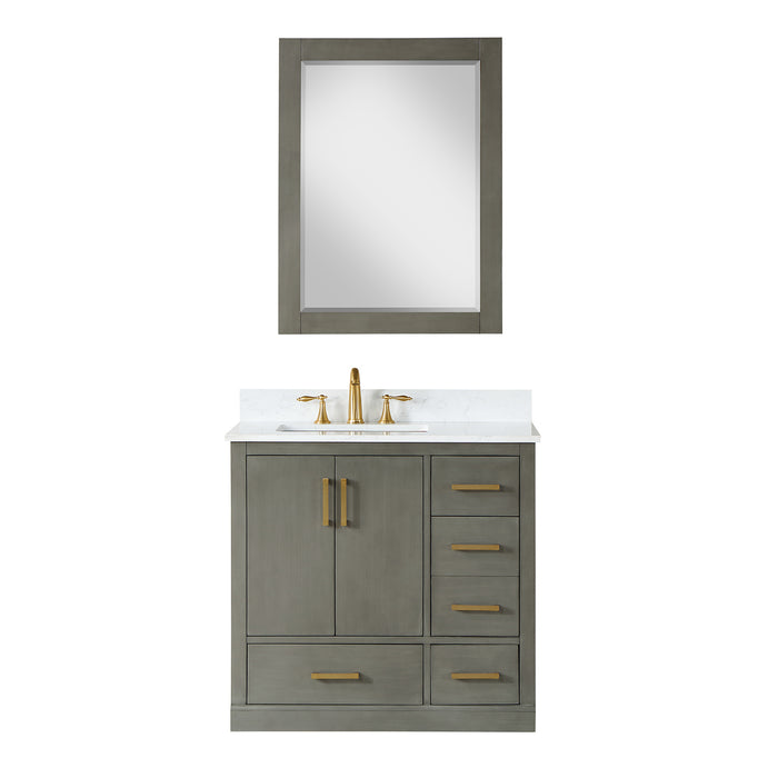 Monna 36" Gray Pine Single Bathroom Vanity Set (544036-GP-AW)