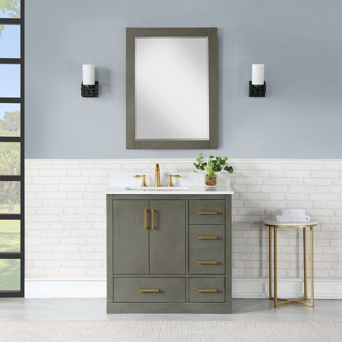 Monna 36" Gray Pine Single Bathroom Vanity Set (544036-GP-AW)