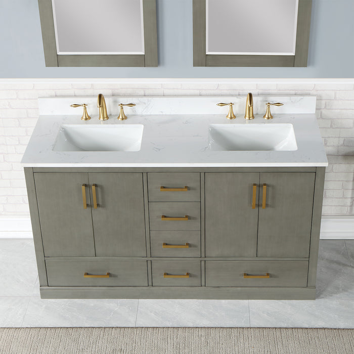Monna 60" Gray Pine Double Bathroom Vanity Set (544060-GP-AW)
