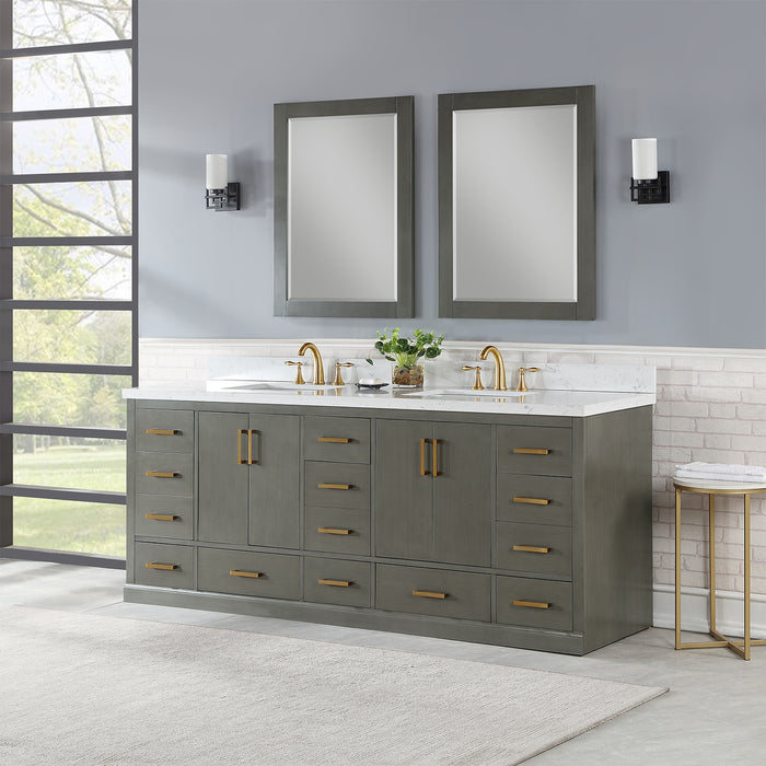 Monna 84" Gray Pine Double Bathroom Vanity Set (544084-GP-AW)