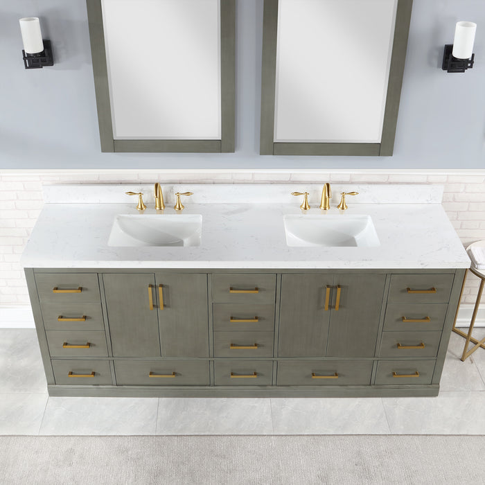 Monna 84" Gray Pine Double Bathroom Vanity Set (544084-GP-AW)