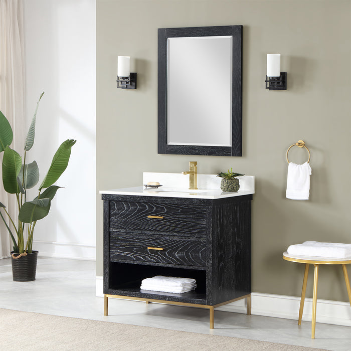 Kesia 36" Black Oak Single Bathroom Vanity Set (545036-BO-AW)