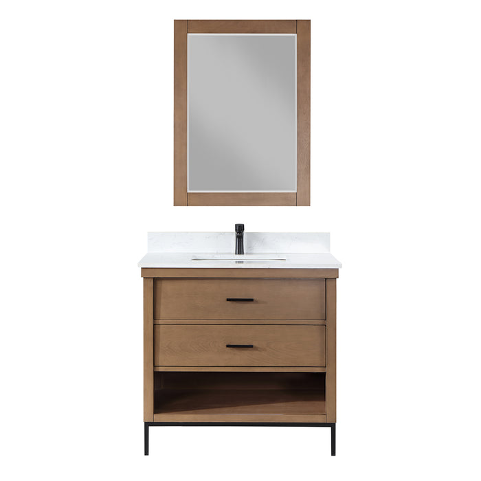 Kesia 36" Brown Pine Single Bathroom Vanity Set (545036-BR-AW)