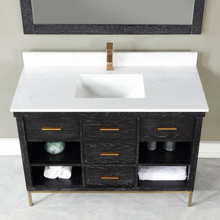 Kesia 48" Black Oak Single Bathroom Vanity Set (545048-BO-AW)