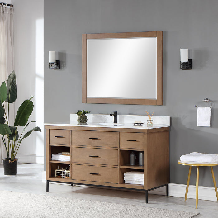 Kesia 60" Brown Pine Single Bathroom Vanity Set (545060S-BR-AW)