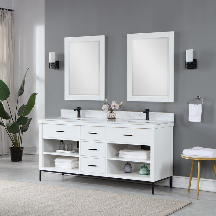 Kesia 72" White Double Bathroom Vanity Set (545072-WH-AW)