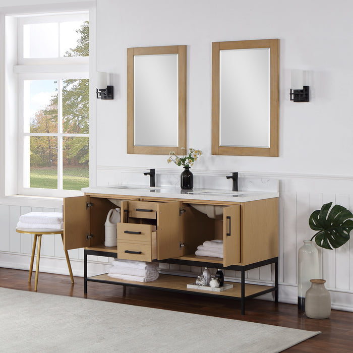 Wildy 60" Washed Oak Double Bathroom Vanity Set (546060-WO-GW)