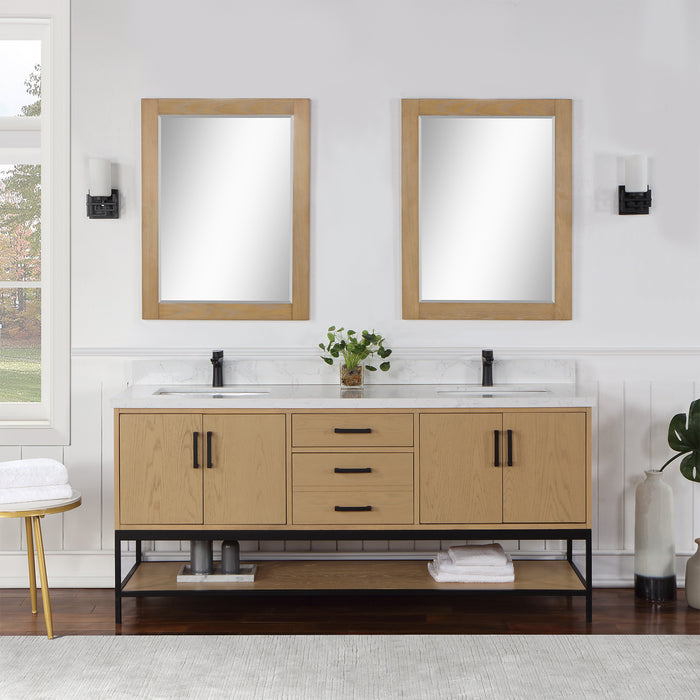 Wildy 72" Washed Oak Double Bathroom Vanity Set (546072-WO-GW)