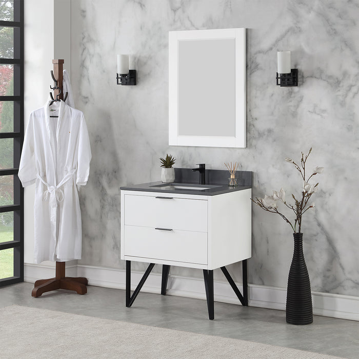 Helios 30" White Single Bathroom Vanity Set (548030-WH-CG)