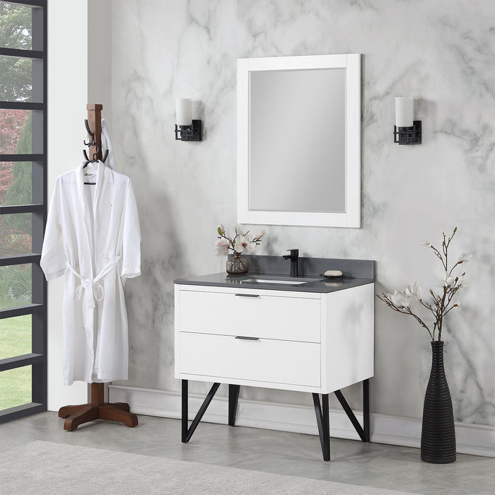 Helios 36" White Single Bathroom Vanity Set (548036-WH-CG)