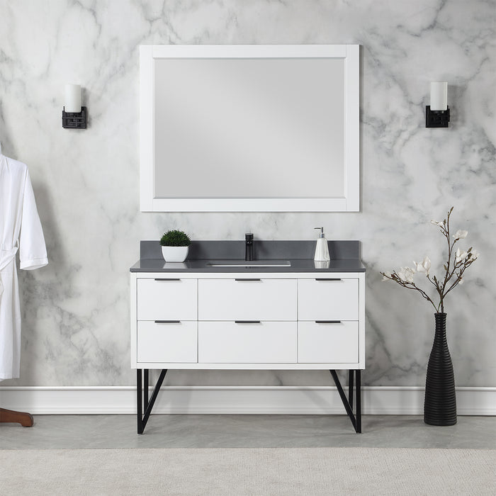 Helios 48" White Single Bathroom Vanity Set (548048-WH-CG)