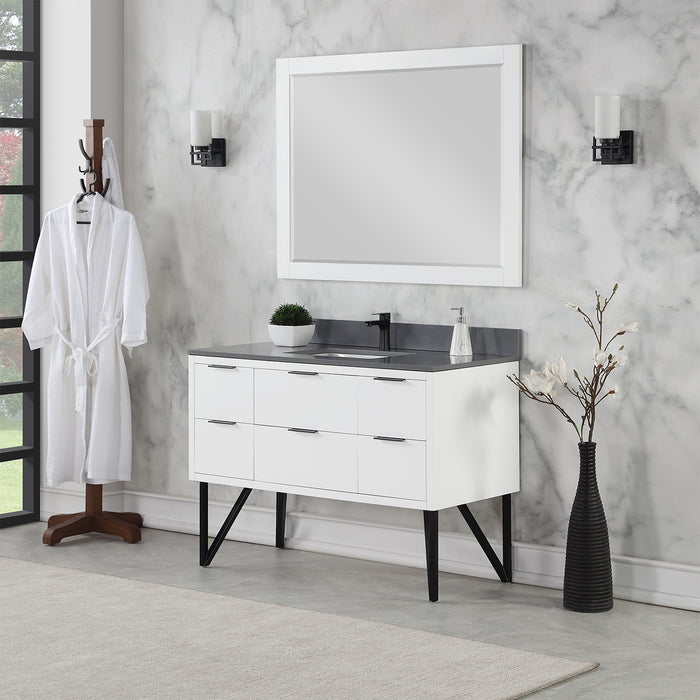 Helios 48" White Single Bathroom Vanity Set (548048-WH-CG)