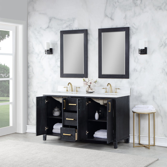 Weiser 60" Black Oak Double Bathroom Vanity Set (549060-BO-AW)