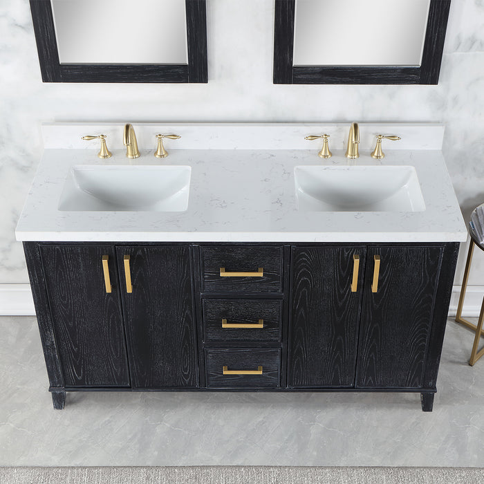 Weiser 60" Black Oak Double Bathroom Vanity Set (549060-BO-AW)