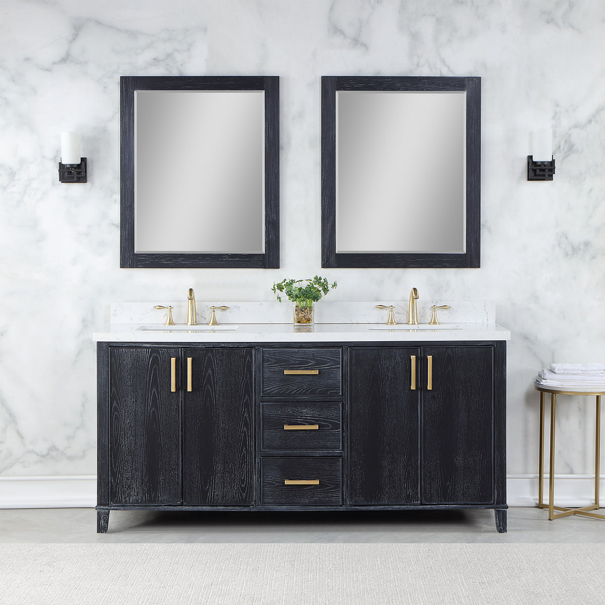 Weiser 72" Black Oak Double Bathroom Vanity — Bathry Bathroom Furniture