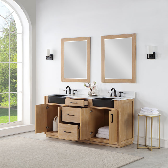Novago 72" Weathered Pine Double Bathroom Vanity Set (550072-WP-AW)
