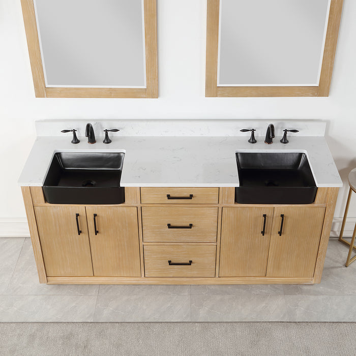 Novago 72" Weathered Pine Double Bathroom Vanity Set (550072-WP-AW)