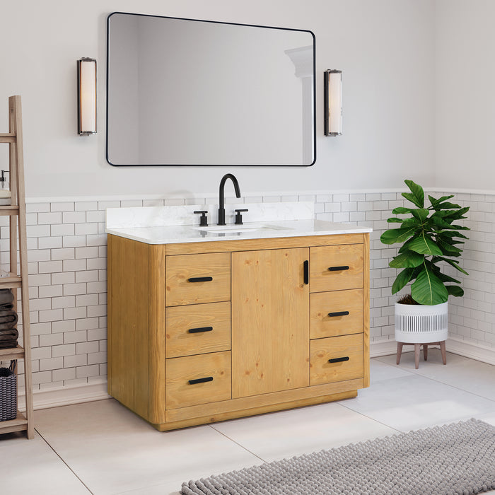 Perla 48" Natural Wood Single Bathroom Vanity Set (556048-NW-GW)