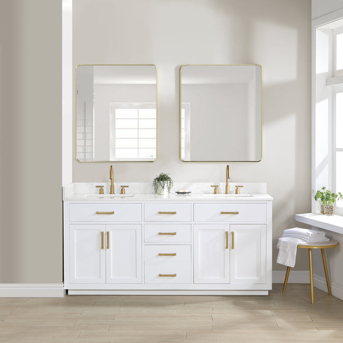 Gavino 72" White Double Bathroom Vanity Set (557072-WH-GW)